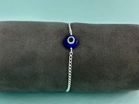 The Azure Gaze Sterling Silver Evil Eye Bracelet