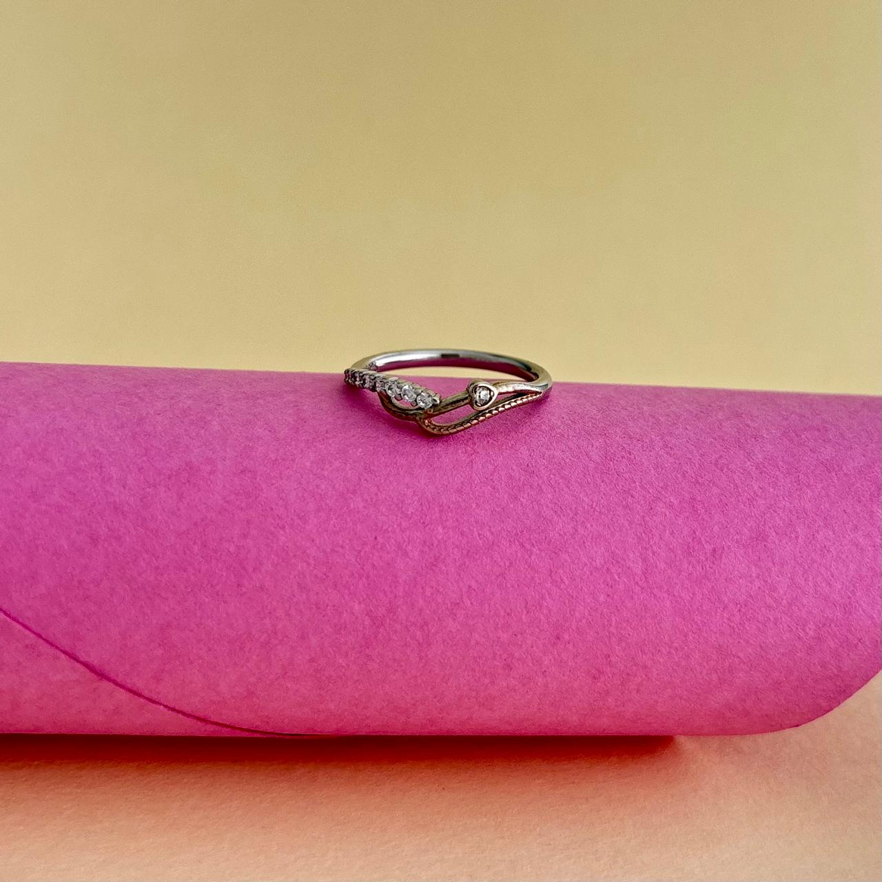 Twining Sparkle Crystal Ring - Graceful Silver Tone Design