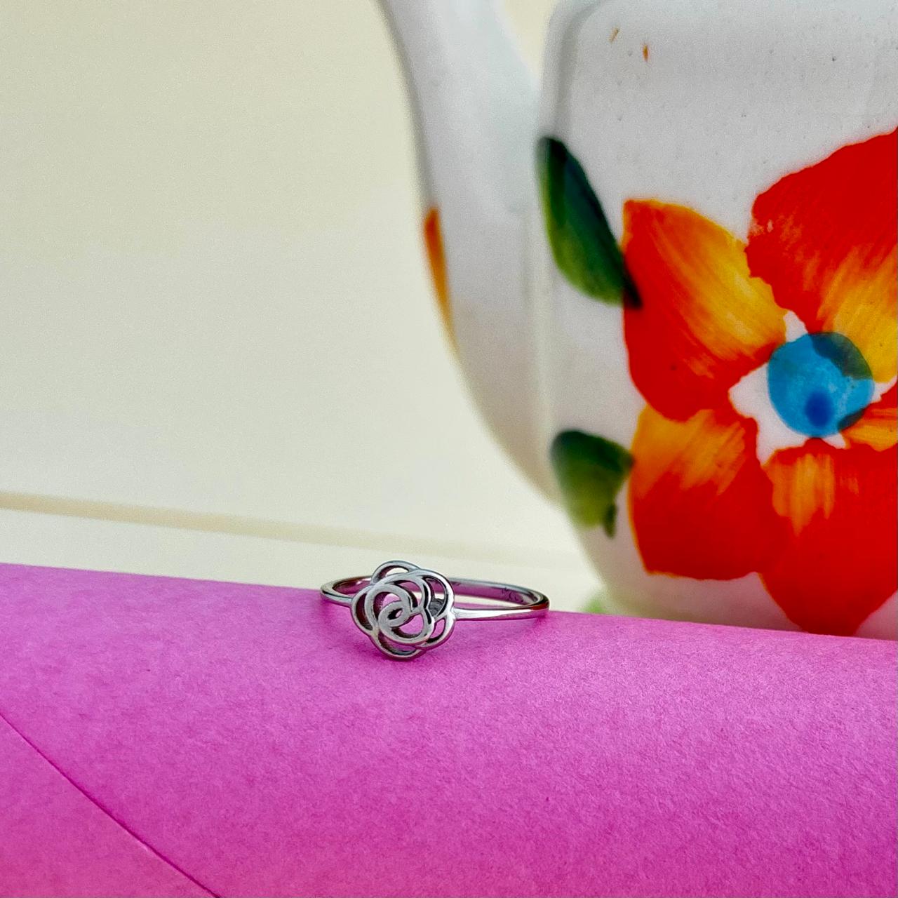 Delicate Floral Knot Ring - Sterling Silver Inspired Everyday Jewelry