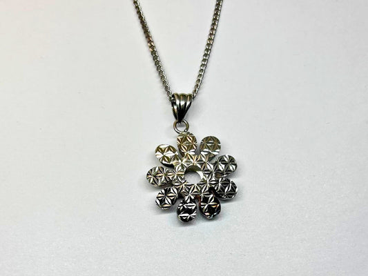 Shimmering Floral Silver Pendant