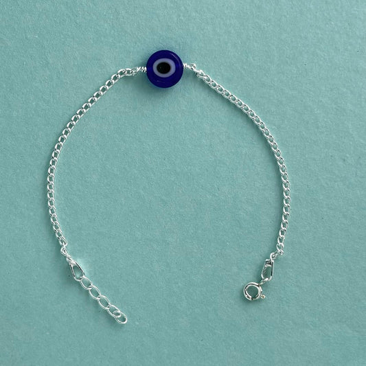 The Azure Gaze Sterling Silver Evil Eye Bracelet