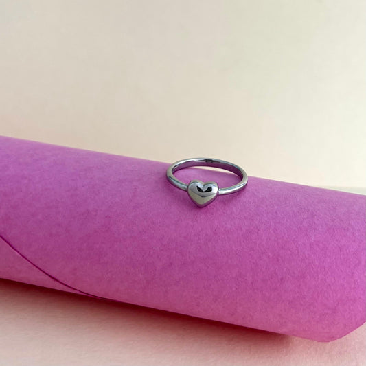 Silver Tone Heart Promise Ring - Symbol of Love & Affection