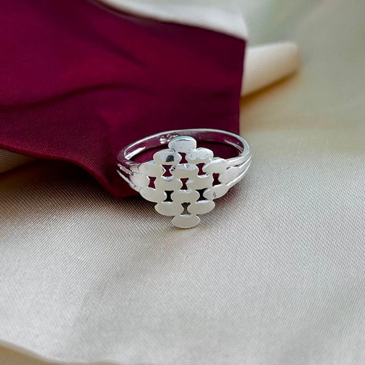 Abstract Pattern Silver Tone Ring - Everyday Statement Piece