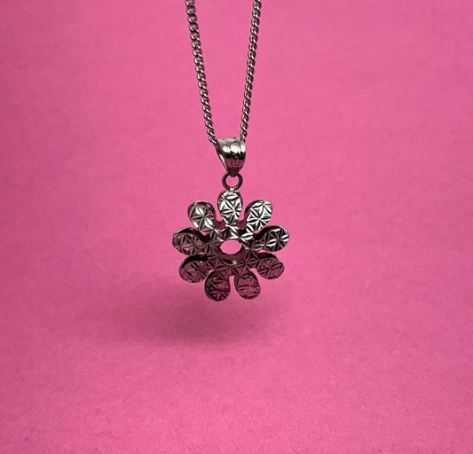 Shimmering Floral Silver Pendant